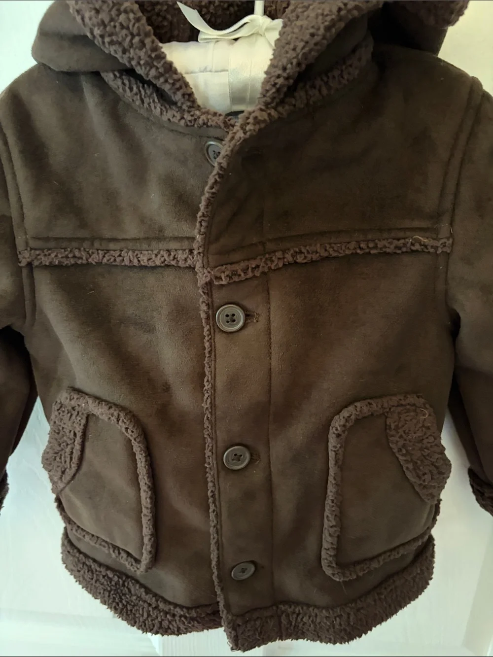 Gymboree Brown Sherpa-Trim Hooded Puffer Coat with Bear Ears Size 18-24 M Cozy